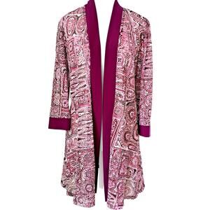 R&M RICHARDS Open Front Longline Cardigan Textured Sheer Purple Pink Size 12